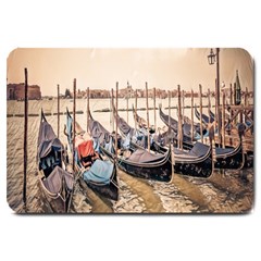 Black Several Boats - Colorful Italy  Large Doormat  by ConteMonfrey