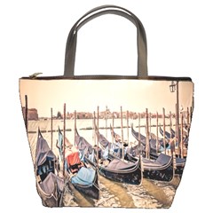 Black Several Boats - Colorful Italy  Bucket Bag by ConteMonfrey