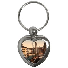  The Harbor, Riva, Lake Garda, Italy 1890-1900 Key Chain (heart) by ConteMonfrey