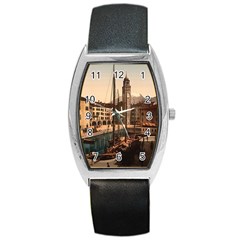  The Harbor, Riva, Lake Garda, Italy 1890-1900 Barrel Style Metal Watch by ConteMonfrey