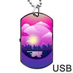 Landscape Illustration Illustrator Dog Tag Usb Flash (one Side) by Wegoenart