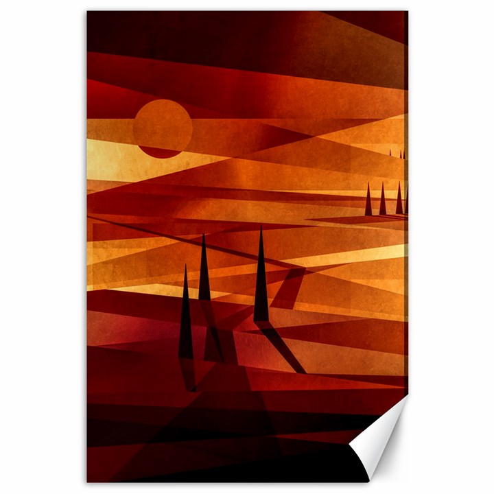 Illustration Golden Tuscany Brown Orange Canvas 12  x 18 