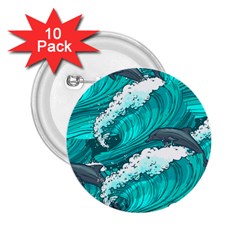 Sea Waves Seamless Pattern 2 25  Buttons (10 Pack)  by Wegoenart