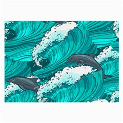 Sea Waves Seamless Pattern Large Glasses Cloth (2 Sides) by Wegoenart