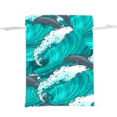 Sea Waves Seamless Pattern  Lightweight Drawstring Pouch (xl) by Wegoenart