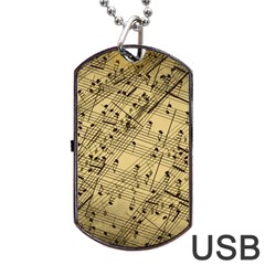 Vintage Background Music Nuts Sheet Music Dog Tag Usb Flash (two Sides) by Wegoenart