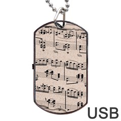 Art Vintage Music Paper Background Design Dog Tag Usb Flash (one Side)