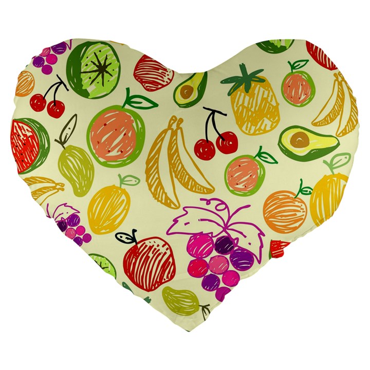 Seamless-fruit Large 19  Premium Heart Shape Cushions