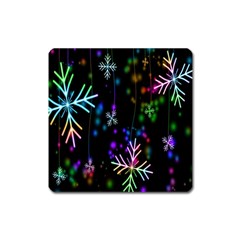 Snowflakes-star Calor Square Magnet by nateshop