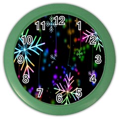 Snowflakes-star Calor Color Wall Clock by nateshop