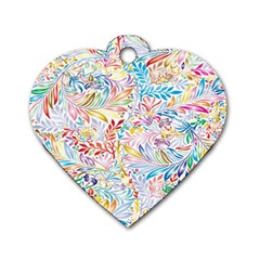 Floral Pattern Dog Tag Heart (two Sides) by nateshop