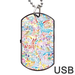 Floral Pattern Dog Tag Usb Flash (one Side)