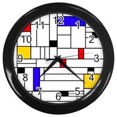 Illustration Geometric Abstract Plates Mosaic Wall Clock (black)