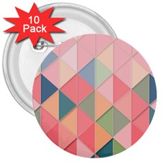 Illustration Pink Background Geometric Triangle 3  Buttons (10 Pack)  by Wegoenart