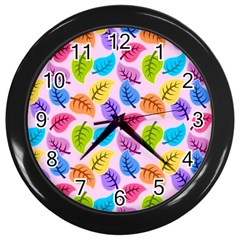 Pattern Illustration Background Abstract Leaves To Dye Wall Clock (black)