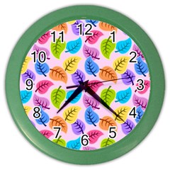 Pattern Illustration Background Abstract Leaves To Dye Color Wall Clock by Wegoenart