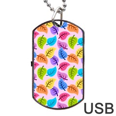Pattern Illustration Background Abstract Leaves To Dye Dog Tag Usb Flash (one Side)
