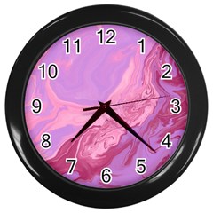 Illustration Art Pink Design Wallpaper Wall Clock (black)