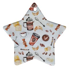 Coffee Coffeemania Caffeine Pattern Star Ornament (two Sides) by Wegoenart