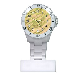 Green Pattern Texture Marble Plastic Nurses Watch by Wegoenart