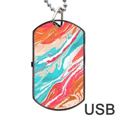 Stone Marble Texturw Pattern Dog Tag Usb Flash (two Sides) by Wegoenart