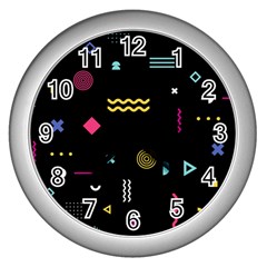 Illustration Geometric Art Colorful Shapes Wall Clock (silver) by Wegoenart