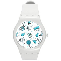 Pattern Business Graphics Seamless Round Plastic Sport Watch (m) by Wegoenart