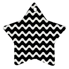 Illustration Black White Wave Pattern Wavy Halftone Ornament (star) by Wegoenart