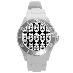 Illustration Floral Pattern Floral Background Round Plastic Sport Watch (l) by Wegoenart