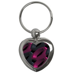 Illustration Hexagon Geometric Art Design Key Chain (Heart)