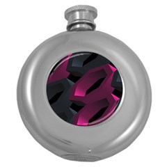 Illustration Hexagon Geometric Art Design Round Hip Flask (5 oz)