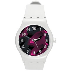 Illustration Hexagon Geometric Art Design Round Plastic Sport Watch (M)