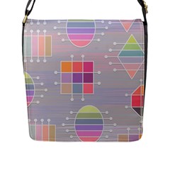 Illustration Pastel Shape Geometric Flap Closure Messenger Bag (l) by Wegoenart