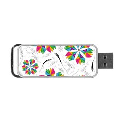 Illustration Colorful Flowers Floral Pattern Portable Usb Flash (two Sides)