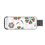 Illustration Colorful Flowers Floral Pattern Portable USB Flash (Two Sides) Front