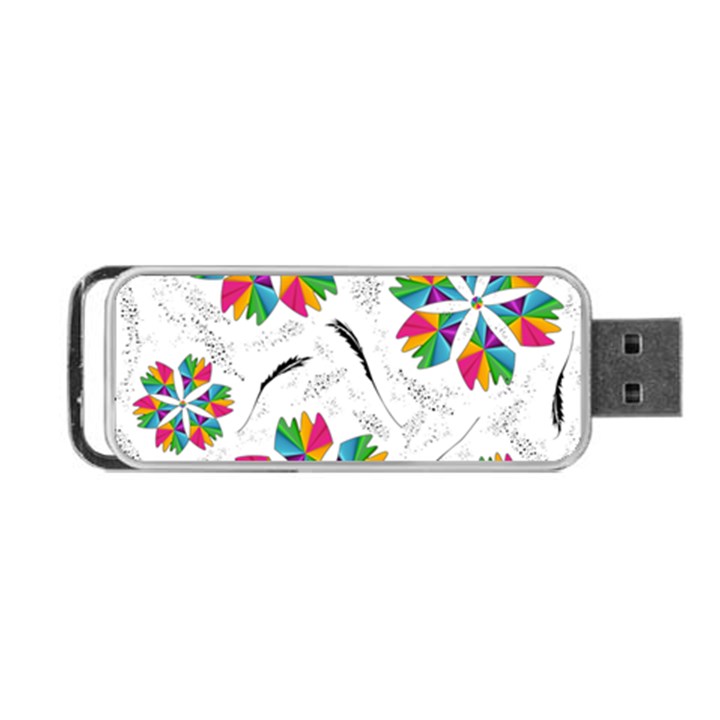 Illustration Colorful Flowers Floral Pattern Portable USB Flash (Two Sides)