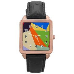 Illustration Colored Paper Abstract Background Rose Gold Leather Watch  by Wegoenart