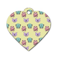 Illustration Animals Pastel Children Colorful Dog Tag Heart (one Side) by Wegoenart