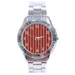 Illustration Template Background Red Strip Stainless Steel Analogue Watch by Wegoenart