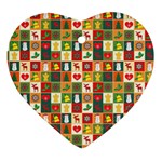 Illustration Template Christmas Pattern Heart Ornament (Two Sides) Front