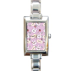 Illustration Rabbit Cartoon Background Pattern Rectangle Italian Charm Watch