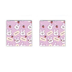 Illustration Rabbit Cartoon Background Pattern Cufflinks (square)