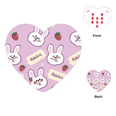 Illustration Rabbit Cartoon Background Pattern Playing Cards Single Design (heart)