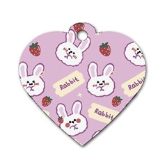 Illustration Rabbit Cartoon Background Pattern Dog Tag Heart (two Sides)