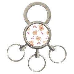 Illustrations Bear Cartoon Background Pattern 3-ring Key Chain by Sudhe