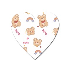 Illustrations Bear Cartoon Background Pattern Heart Magnet by Sudhe