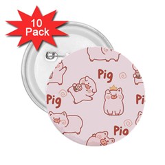 Pig Cartoon Background Pattern 2 25  Buttons (10 Pack) 