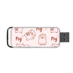 Pig Cartoon Background Pattern Portable Usb Flash (two Sides) by Sudhe