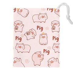 Pig Cartoon Background Pattern Drawstring Pouch (5xl) by Sudhe