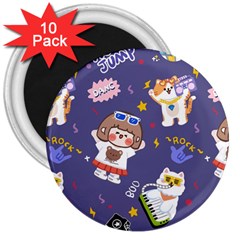 Girl Cartoon Background Pattern 3  Magnets (10 pack) 